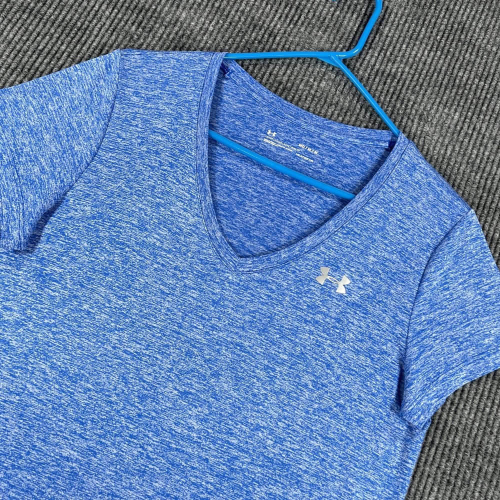 Under Armour Shirt Womens Medium Blue HeatGear Athletic Activewear Loose Fit